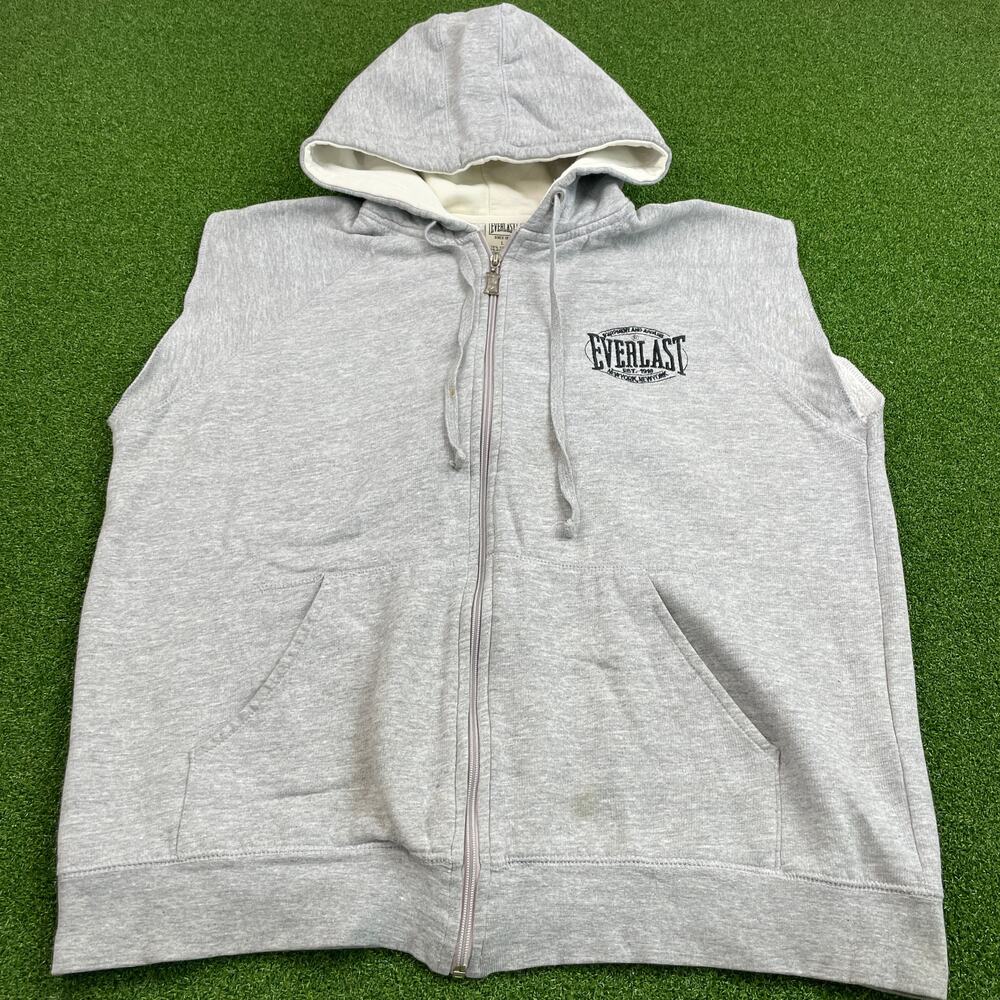 Vintage Everlast Gray Sleeveless Zip Up Sweatshirt Hoodie Sz L
